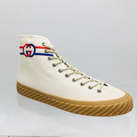 Gucci Interlocking G High Top Men’s Sneakers Myst White 703033 9ARZO 9097 - Picture 4 of 16